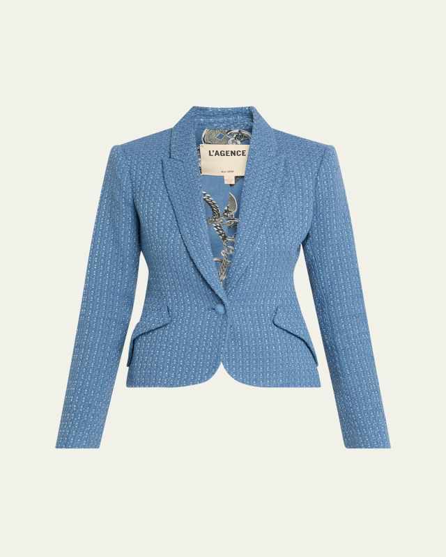 Jennah Single-Breasted Tweed Blazer